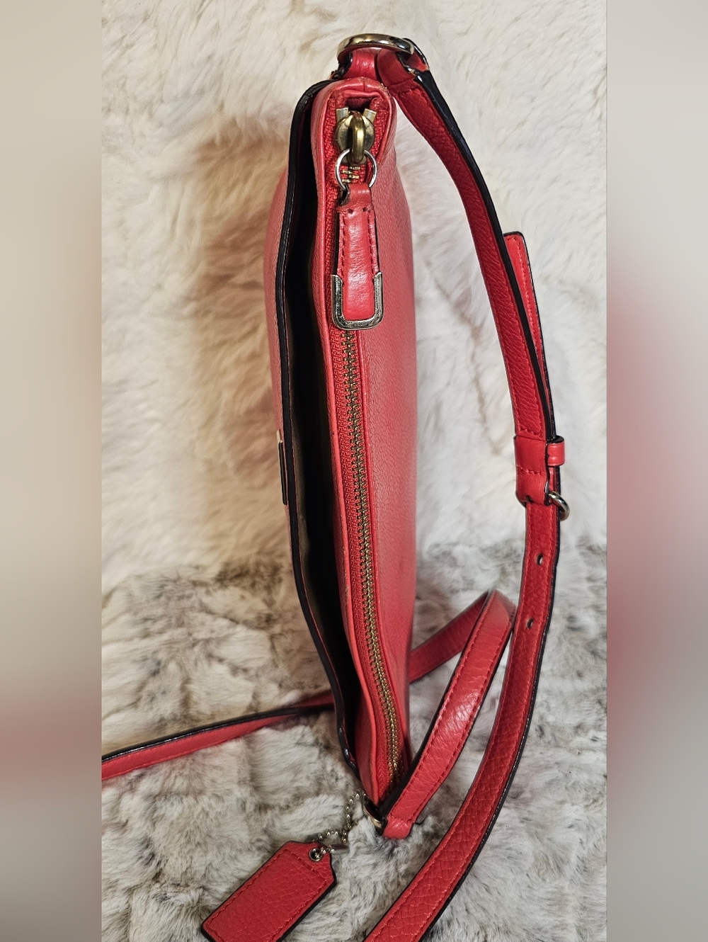 Coach Coral Pink Pebble Leather Crossbody Bag - Picture 6 of 16